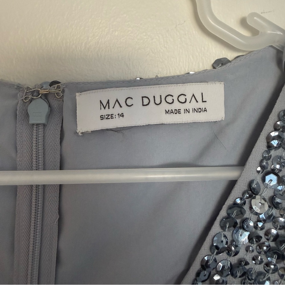 Mac Duggal Sequin Short Sleeve Wrap Over Cocktail Dress Style 10766 - Picture 5 of 9